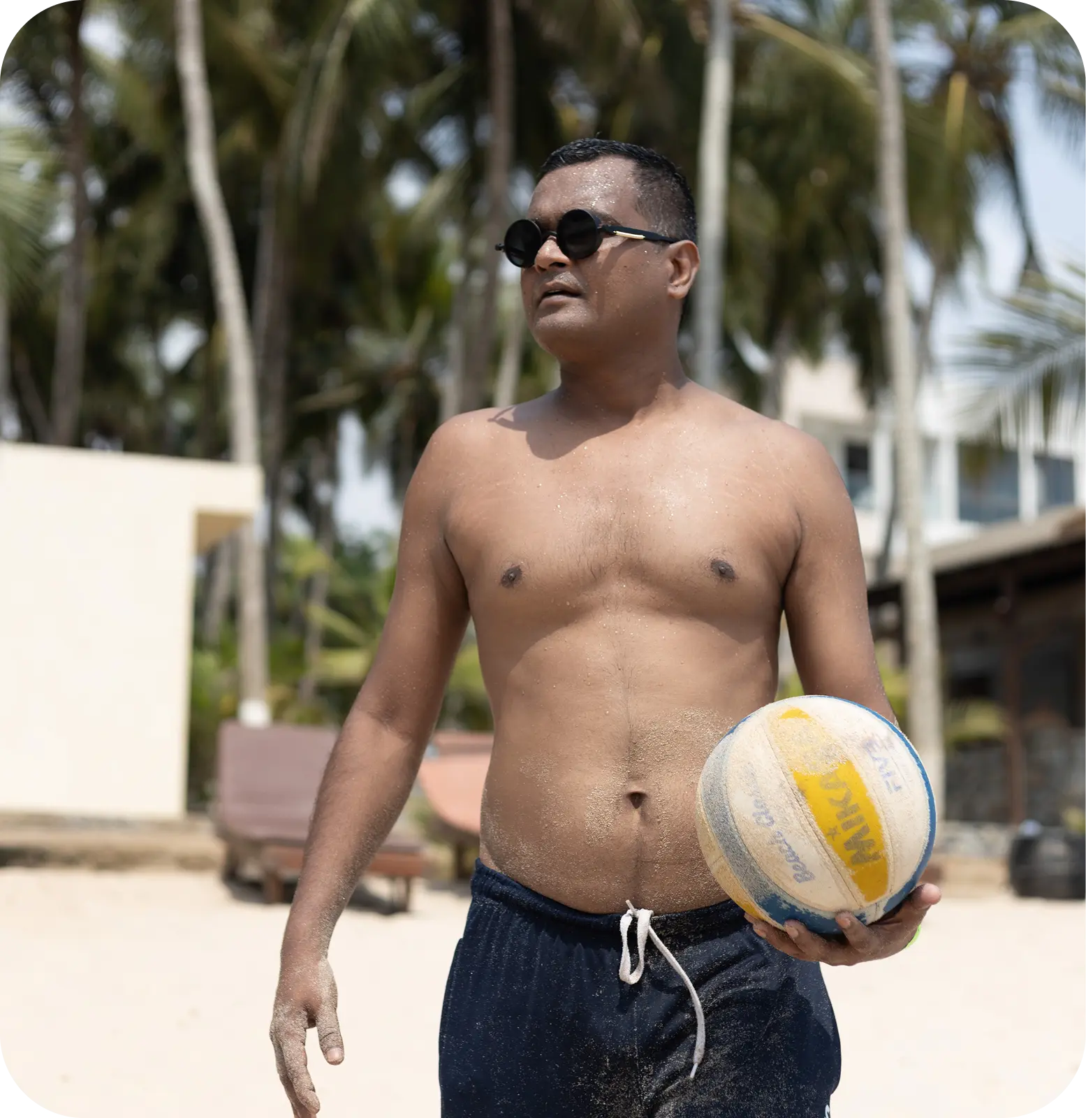 Beach volleyball by the shore